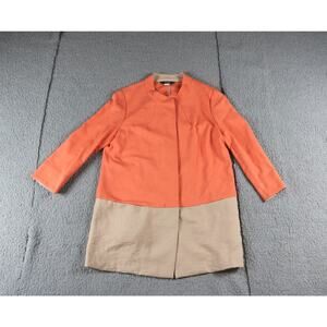 Mode Eye Womens Large Colorblock Orange Brown Button Vintage Japan